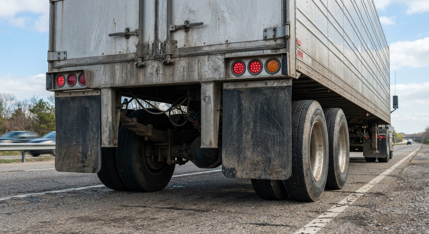 A MARLEX TRUCKING LLC tractor and dry van staged for a morning pickup